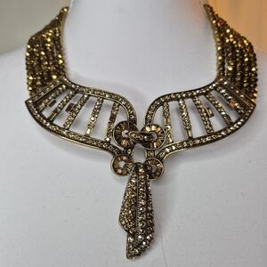 Heidi Daus Lined in Luxury Swarovski Crystal & Faceted Gold Bead Necklace